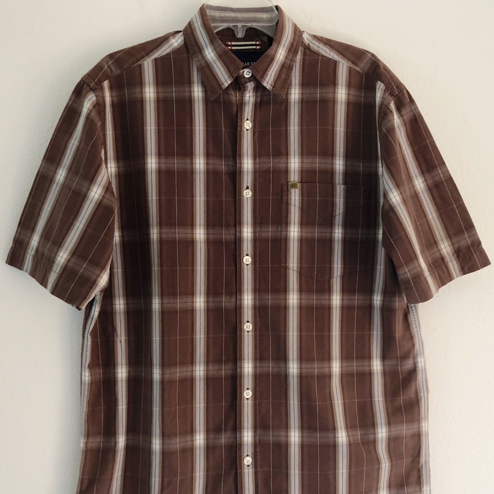 Nautica Jeans Co Brown Plaid Shirt Size Small